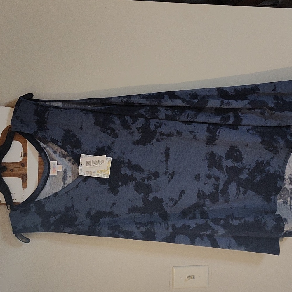 LLR Kristina V Neck Tank Top blue tye dye